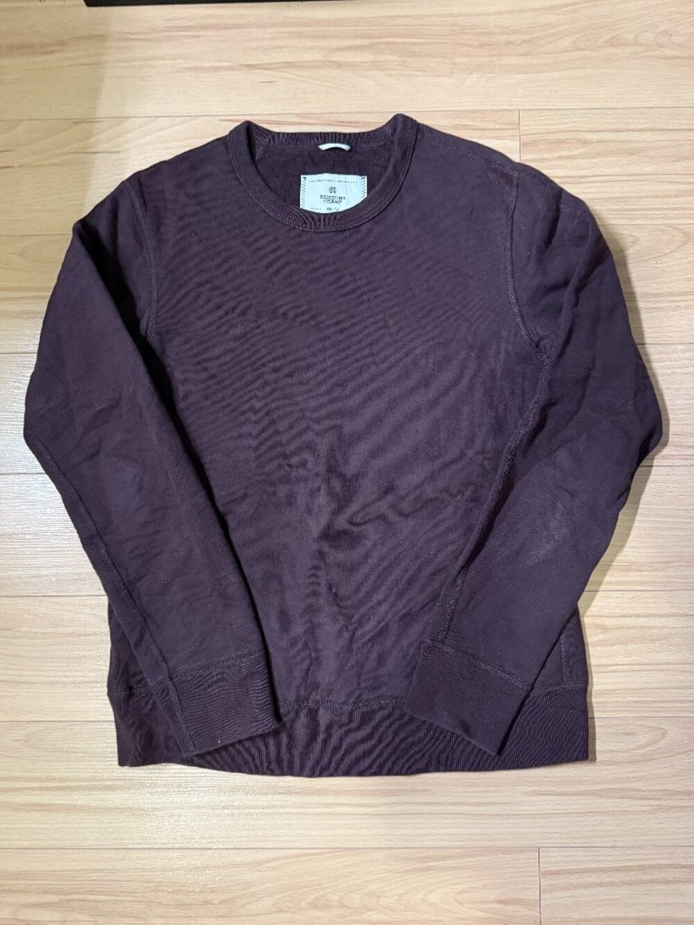 Reigning Champ Midweight French Terry Crewneck Sweatshirt Plum Purple XS